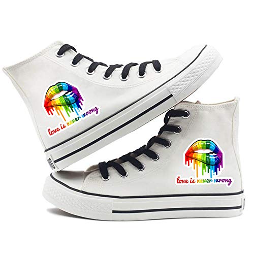 Homosexuell Stolz Schuhe High Top Turnschuhe LGBT Rainbow Classic Casual Canvas Schuhe mit Klettverschluss für Frauen Männer von Jinlin