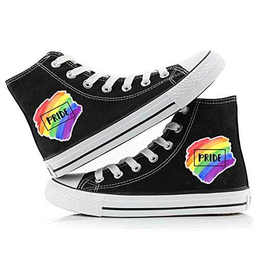 Homosexuell Stolz Schuhe High Top Turnschuhe LGBT Rainbow Classic Casual Canvas Schuhe mit Klettverschluss für Frauen Männer von Jinlin