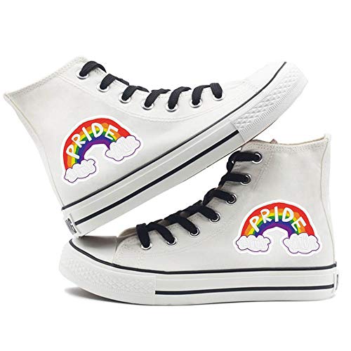 Homosexuell Stolz Schuhe High Top Turnschuhe LGBT Rainbow Classic Casual Canvas Schuhe mit Klettverschluss für Frauen Männer von Jinlin