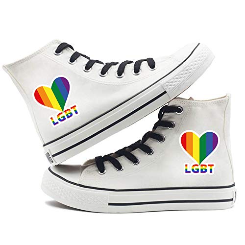 Homosexuell Stolz Schuhe High Top Turnschuhe LGBT Rainbow Classic Casual Canvas Schuhe mit Klettverschluss für Frauen Männer von Jinlin