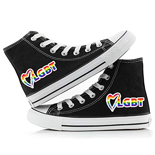 Homosexuell Stolz Schuhe High Top Turnschuhe LGBT Rainbow Classic Casual Canvas Schuhe mit Klettverschluss für Frauen Männer von Jinlin