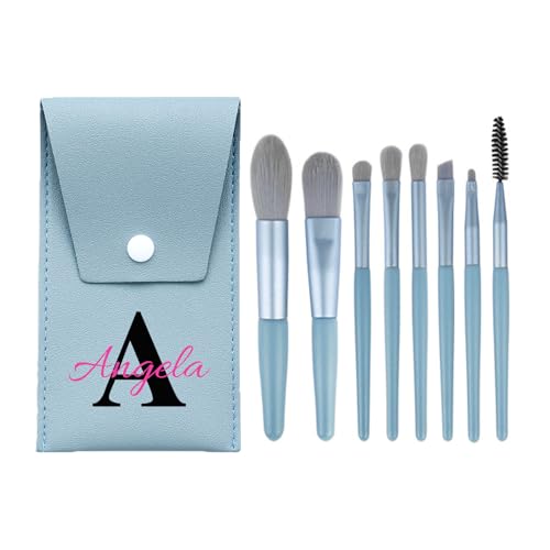 8pcs Make-up-Pinsel Set Personalisierte Erstes A-Z Make-up-Pinsel mit Carry Case, Customized Name Make-up Pinsel Kits Geschenk für Frauen von Jinlinjew