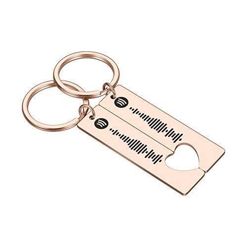 Jinlinjew 2 Personalisierte Spotify Code Schlüsselbund Gravierte Song Schlüsselbund Musik Herz Schlüsselbund Scannbare Spotify für Paar Jubiläumsgeschenk von Jinlinjew