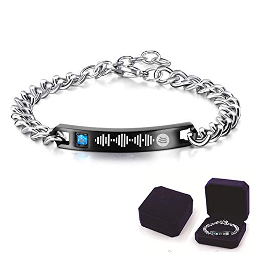 Jinlinjew Personalisierte Musik Spotify Code Armbänder für Paare Seine Königskönigin Immer für immer Ich liebe dich, Paar Armbänder für Männer Frauen von Jinlinjew