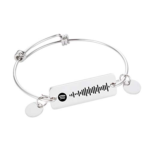 Jinlinjew Personalisierte Musik Spotify Scan Code Manschette Armreif für Frauen Edelstahl Armband Musik Spotify Lasergravur Prom Party Schmuck von Jinlinjew