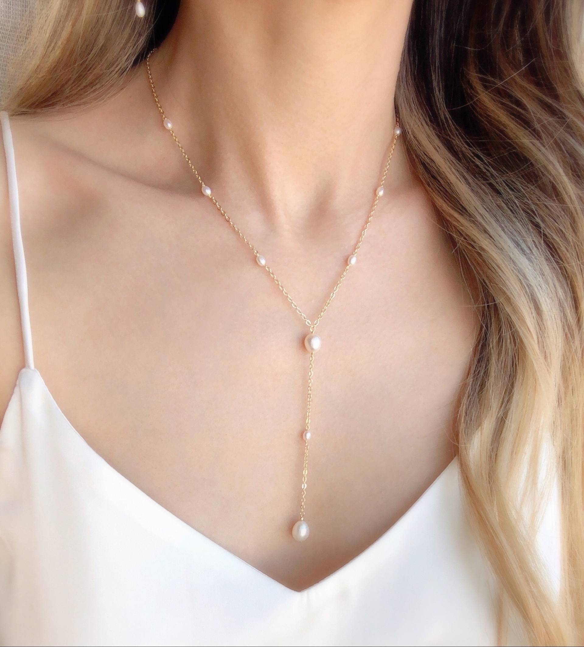 Süßwasserperlen-Lariat-Halskette/ Y-Perlen-Halskette/ Perlenkette/ Braut-Halskette/ Hochzeitsschmuck von JinnysJewelryBySeJin