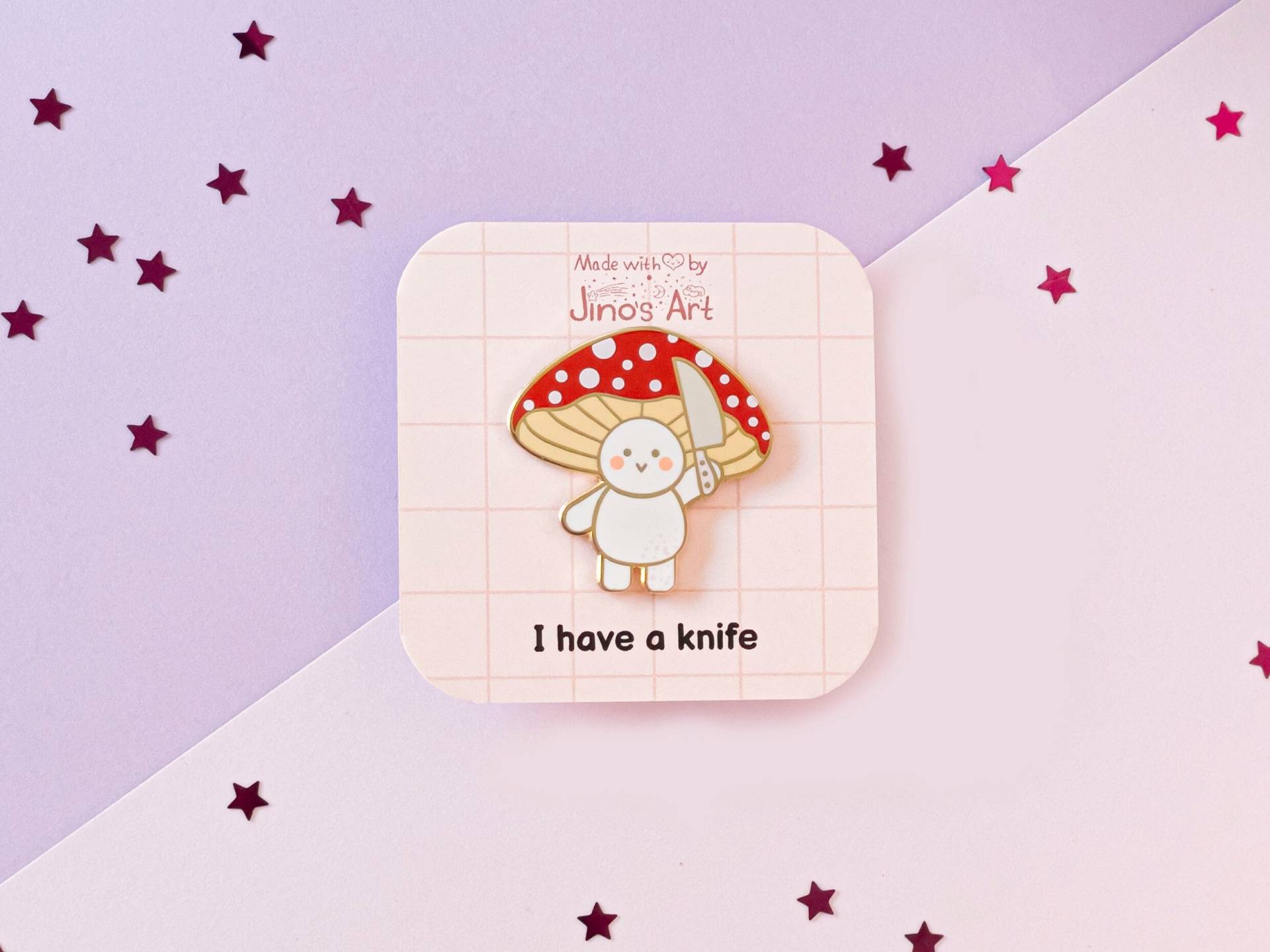 Lustiger Pilz Mit Messer - Herbst Hart-Emaille Pins | Cottagecore Pin Abzeichen Kawaii Ästhetik Geburtstagsgeschenk Frühlingsgeschenk von Jinosart