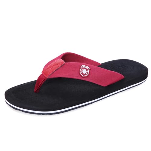 Herren Flip Flops-On Zehenstegpantolette trenner Pantoffeln Schwimmbad Strand Dusch Sauna Beach/Pool Sports Classic Freizeit Weich Comfy Badelatschen Sandalen Schuhe Sommer Männer Unisex 44 rot von Jinsha