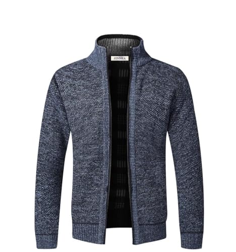 Jinsha Herren-Strickjacke Dicker-Pullover Stehkragen-Cardigan Winter - Warm Fleece-gefüttert Frühling Herbst Mantel Reißverschluss Sport Freizeit Klassisch Business Fashion Strickjacke(Blue Grey XS) von Jinsha
