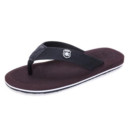 Herren Flip Flops-On Zehenstegpantolette trenner Pantoffeln Schwimmbad Strand Dusch Sauna Beach/Pool Sports Classic Freizeit Weich Comfy Badelatschen Sandalen Schuhe Sommer Männer Unisex 46 Braun von Jinsha