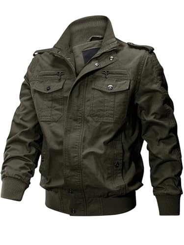 Übergangsjacke Pilotenjacke Bomberjacke Herren Winddichte Outdoorjacke Herrenjacken für Winter Cargo Militär Armee Jacke Frühjahr Wandern Klettern mit Multi Taschen Armee Grün M von Jinsha