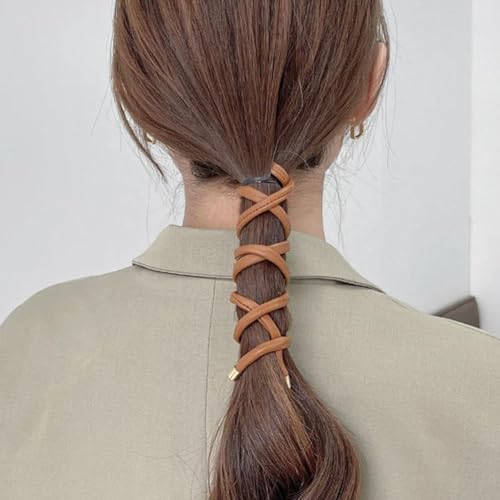Jinshining Pferdeschwanz-Haargummis mit Spiralbindung, aus Kunstleder, für Damen und Mädchen von Jinshining