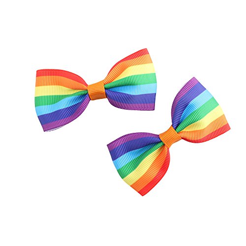 Regenbogen-Haarschleifen-Clips für Frauen und Mädchen, Regenbogen-Haar-Accessoires (kleine Clips), Clips und Haarspangen, Regenbogen-Haarspangen, Band-Haarspange, 2 Stück von Jinshining