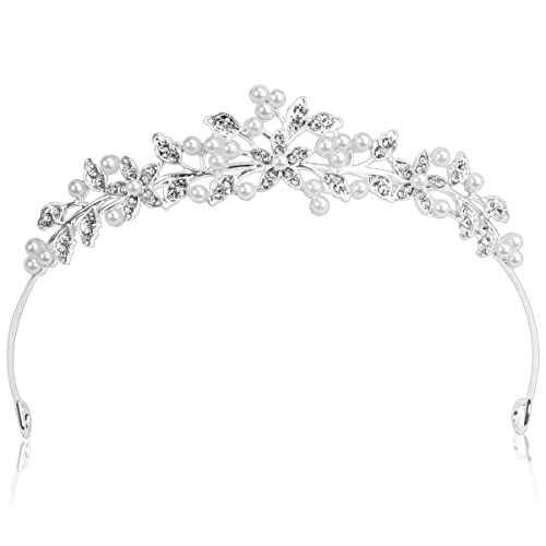 Hochzeit Braut Krone Tiara, Kristall Krone Tiara Mädchen Damen, Tiara Silber Kristall Crown Diadem Kinder Mädchen Diadem Hochzeit Prinzessin Krone für Geburtstag Hochzeit Festzug Abschlussball Party von Jinsion