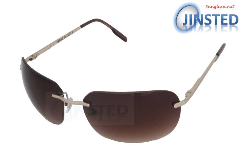 Erwachsene Oversized Braun Sonnenbrille. Goldrahmen. Farbverlaufslinse. Uv400 Schutz. Cl060 von Jinsted
