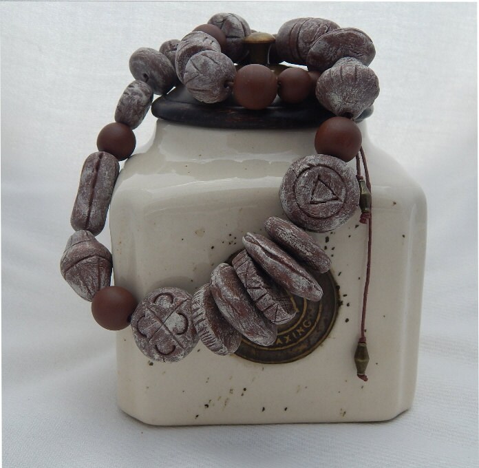 Primitive Handgefertigte Chunky Bead Halskette in Erdigen Tonten-Unique N128 Primitive Handgefertigte Chunky Bead Halskette in Erdigen Tonten-Unique N128 von JintiWildChic