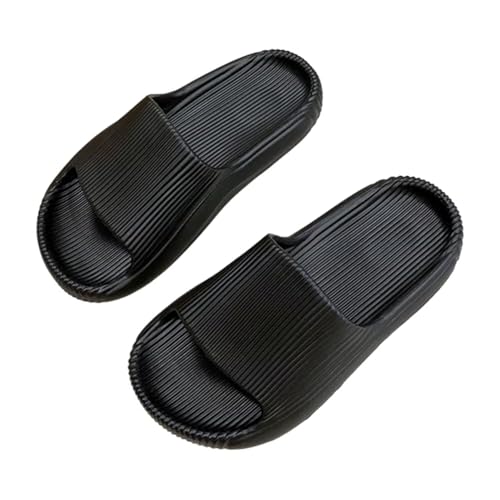JinweiS 1 Paar rutschfeste, schnell trocknende EVA-Duschpantoffeln, dick gepolstert, Badesandalen, für drinnen und draußen, modisch, lässig, Paar, Hausschuhe für Herren und Damen (Größe 40–41, schwarz von JinweiS