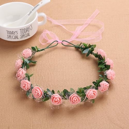 JinweiS Blumen-Haarbänder für Damen, Braut, Blumenkrone für Hochzeit, Party, Zubehör, Blumengirlanden, Kranz, Blumenkranz, florale Stirnbänder - A03 von JinweiS