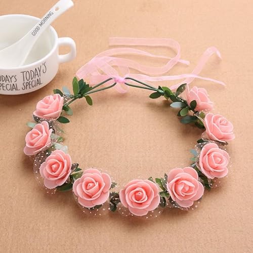 JinweiS Blumen-Haarbänder für Damen, Braut, Blumenkrone für Hochzeit, Party, Zubehör, Blumengirlanden, Kranz, Blumenkranz, florale Stirnbänder - A19 von JinweiS