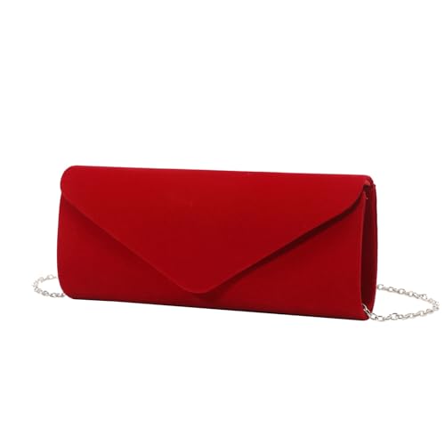 JinweiS Damen Clutch / Handtasche mit Samtumschlag, für Abend, Hochzeit, Party, Rot von JinweiS