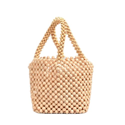 JinweiS Damen Große Kapazität Stroh Gewebt Tote Schultertasche für Sommer Strand Urlaub Chic Weaving Design 14.5 * 14.5 * 14.5 cm -Khaki von JinweiS