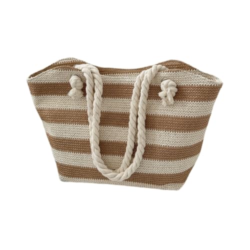 JinweiS Damen Große Kapazität Stroh Gewebt Tote Schultertasche für Sommer Strand Urlaub Chic Weaving Design 27.5 * 10.5 * 27.5 cm -Khaki von JinweiS