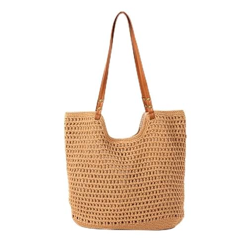 JinweiS Damen-Schultertasche aus gewebtem Stroh, für Sommer, Strand, Urlaub, 40 x 32 x 2 cm, Khaki JinweiS Damen-Schultertasche aus gewebtem Stroh, für Sommer, Strand, Urlaub, 40 x 32 x 2 cm, Khaki von JinweiS