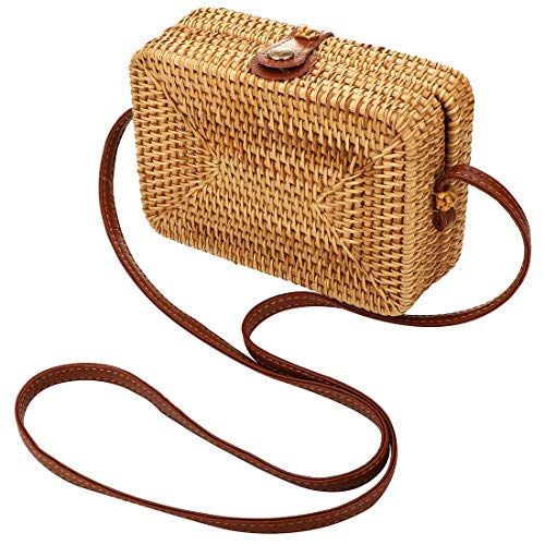 JinweiS Damen Strohtasche, rund, Rattan, Umhängetasche, handgewebt, natürlich, Sommer, Strand, Schultertasche JinweiS Damen Strohtasche, rund, Rattan, Umhängetasche, handgewebt, natürlich, Sommer, Strand, Schultertasche von JinweiS
