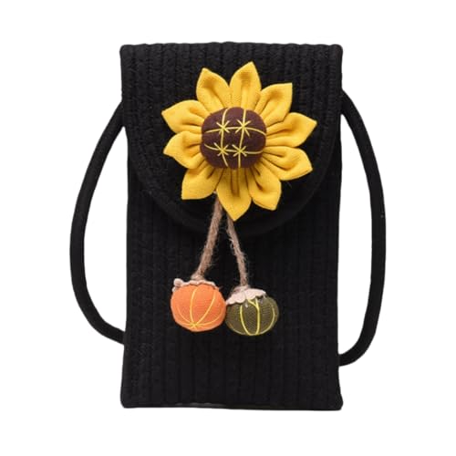 JinweiS Damen Strohtasche mit großem Fassungsvermögen, Schultertasche für Sommer, Strandurlaub, schickes Webdesign, 12 x 2 x 20 cm, Schwarz von JinweiS