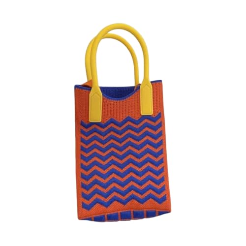JinweiS Damen Strohtasche mit großem Fassungsvermögen, Schultertasche für Sommer, Strandurlaub, schickes Webdesign, 12 x 5 x 17 cm, Orange von JinweiS