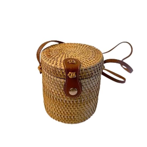 JinweiS Damen Strohtasche mit großem Fassungsvermögen, Schultertasche für Sommer, Strandurlaub, schickes Webdesign, 14 x 13 x 14 cm, Stil C von JinweiS