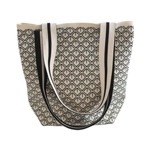 JinweiS Damen Strohtasche mit großem Fassungsvermögen, Schultertasche für Sommer, Strandurlaub, schickes Webdesign, 20 x 2 x 30 cm, Stil B von JinweiS