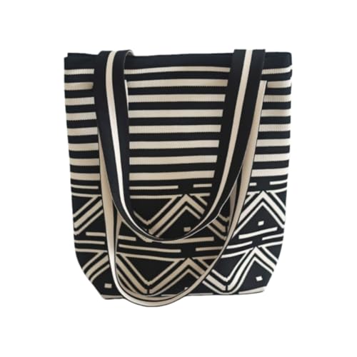 JinweiS Damen Strohtasche mit großem Fassungsvermögen, Schultertasche für Sommer, Strandurlaub, schickes Webdesign, 20 x 2 x 30 cm, Stil F von JinweiS