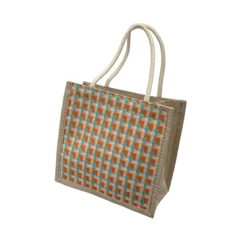 JinweiS Damen Strohtasche mit großem Fassungsvermögen, Schultertasche für Sommer, Strandurlaub, schickes Webdesign, 21 x 11 x 20 cm, Orange A von JinweiS