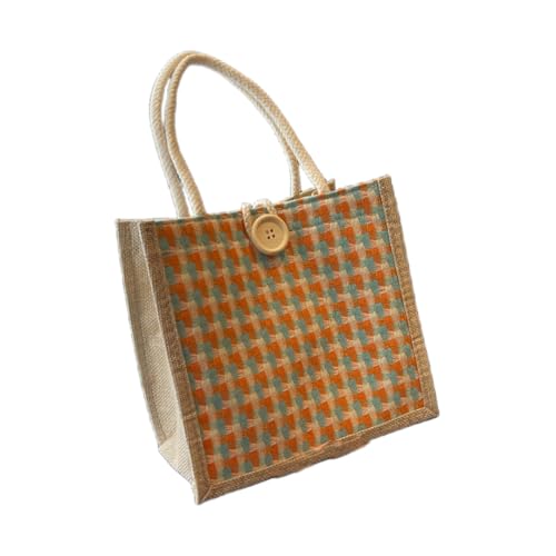 JinweiS Damen Strohtasche mit großem Fassungsvermögen, Schultertasche für Sommer, Strandurlaub, schickes Webdesign, 21 x 11 x 20 cm, Orange JinweiS Damen Strohtasche mit großem Fassungsvermögen, Schultertasche für Sommer, Strandurlaub, schickes Webdesign, 21 x 11 x 20 cm, Orange von JinweiS