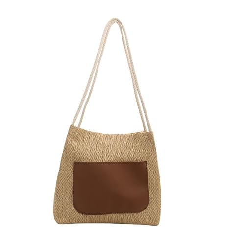 JinweiS Damen Strohtasche mit großem Fassungsvermögen, Schultertasche für Sommer, Strandurlaub, schickes Webdesign, 29 x 25,7 x 27,5 cm, Braun JinweiS Damen Strohtasche mit großem Fassungsvermögen, Schultertasche für Sommer, Strandurlaub, schickes Webdesign, 29 x 25,7 x 27,5 cm, Braun von JinweiS