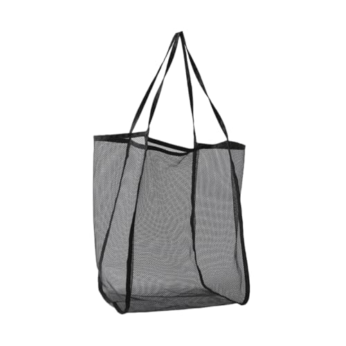 JinweiS Damen Strohtasche mit großem Fassungsvermögen, Schultertasche für Sommer, Strandurlaub, schickes Webdesign, 31 x 22 x 38 cm, Schwarz von JinweiS