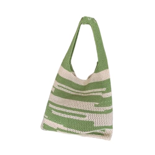 JinweiS Damen Strohtasche mit großem Fassungsvermögen, Schultertasche für Sommer, Strandurlaub, schickes Webdesign, 34 x 2 x 34 cm, Grün von JinweiS