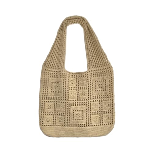 JinweiS Damen Strohtasche mit großem Fassungsvermögen, Schultertasche für Sommer, Strandurlaub, schickes Webdesign, 36,1 x 2 x 32 cm, Gelb von JinweiS