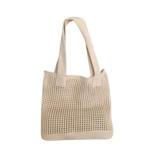 JinweiS Damen Strohtasche mit großem Fassungsvermögen, Schultertasche für Sommer, Strandurlaub, schickes Webdesign, 38 x 1 x 33 cm, Aprikose von JinweiS