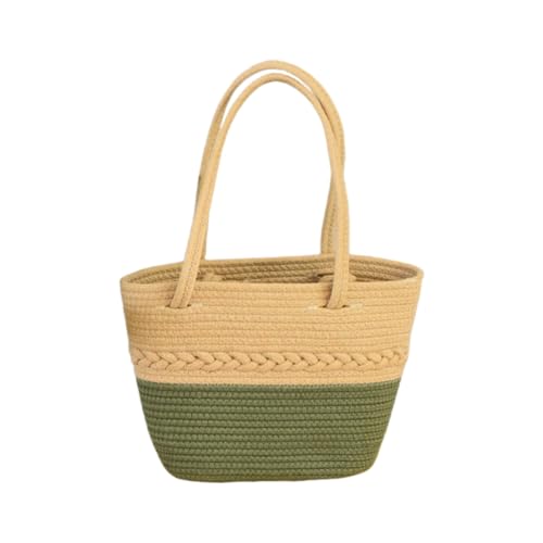 JinweiS Damen Strohtasche mit großem Fassungsvermögen, Schultertasche für Sommer, Strandurlaub, schickes Webdesign, 38 x 9 x 24 cm, Grün von JinweiS