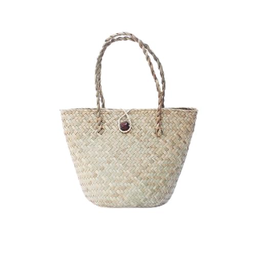 JinweiS Damen Strohtasche mit großer Kapazität, Schultertasche für Sommer, Strandurlaub, schickes Webdesign, 11 x 10 x 18 cm, Stil B von JinweiS