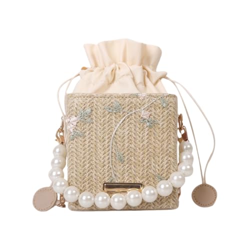 JinweiS Damen Strohtasche mit großer Kapazität, Schultertasche für Sommer, Strandurlaub, schickes Webdesign, 11 x 12 x 11 cm, Khaki F JinweiS Damen Strohtasche mit großer Kapazität, Schultertasche für Sommer, Strandurlaub, schickes Webdesign, 11 x 12 x 11 cm, Khaki F von JinweiS