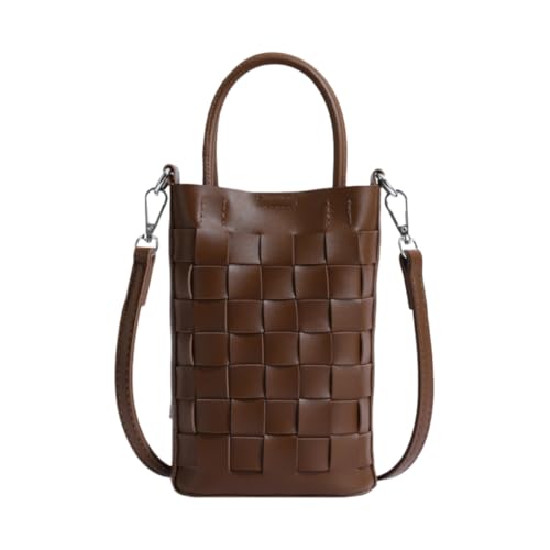 JinweiS Damen Strohtasche mit großer Kapazität, Schultertasche für Sommer, Strandurlaub, schickes Webdesign, 13 x 7 x 19 cm, Braun von JinweiS