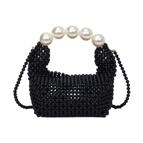 JinweiS Damen Strohtasche mit großer Kapazität, Schultertasche für Sommer, Strandurlaub, schickes Webdesign, 14 x 11 x 15 cm, Schwarz JinweiS Damen Strohtasche mit großer Kapazität, Schultertasche für Sommer, Strandurlaub, schickes Webdesign, 14 x 11 x 15 cm, Schwarz von JinweiS