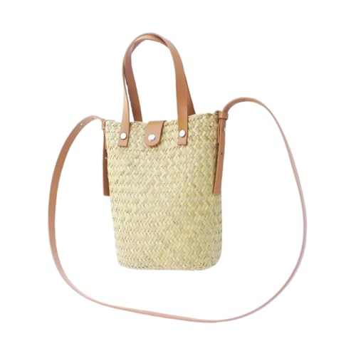 JinweiS Damen Strohtasche mit großer Kapazität, Schultertasche für Sommer, Strandurlaub, schickes Webdesign, 14 x 8 x 20 cm, Stil F von JinweiS