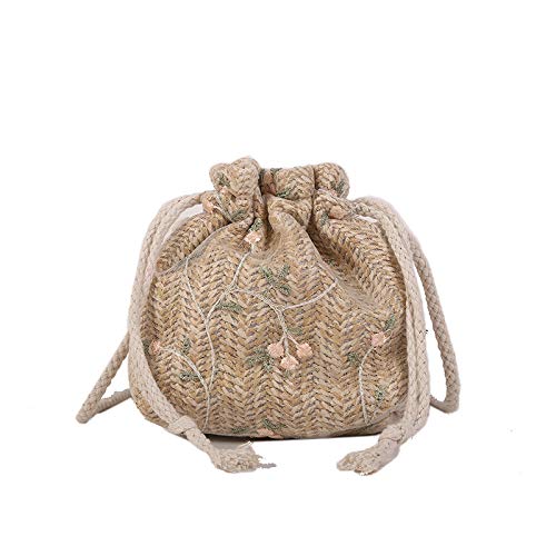 JinweiS Damen Strohtasche mit großer Kapazität, Schultertasche für Sommer, Strandurlaub, schickes Webdesign, 15 x 6 x 15 cm, Khaki B JinweiS Damen Strohtasche mit großer Kapazität, Schultertasche für Sommer, Strandurlaub, schickes Webdesign, 15 x 6 x 15 cm, Khaki B von JinweiS
