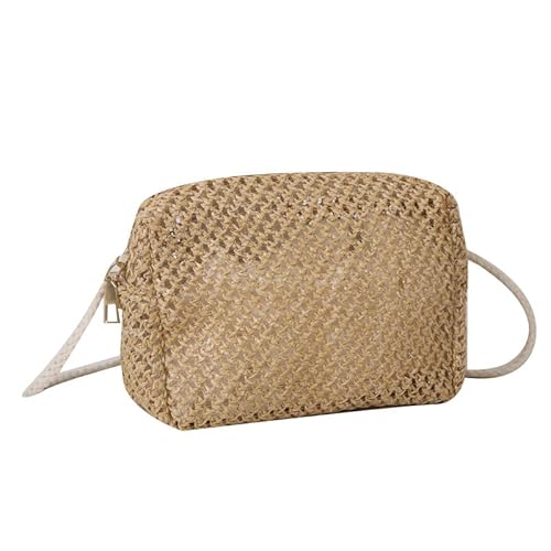 JinweiS Damen Strohtasche mit großer Kapazität, Schultertasche für Sommer, Strandurlaub, schickes Webdesign, 16,5 x 8,5 x 11 cm, Khaki JinweiS Damen Strohtasche mit großer Kapazität, Schultertasche für Sommer, Strandurlaub, schickes Webdesign, 16,5 x 8,5 x 11 cm, Khaki von JinweiS