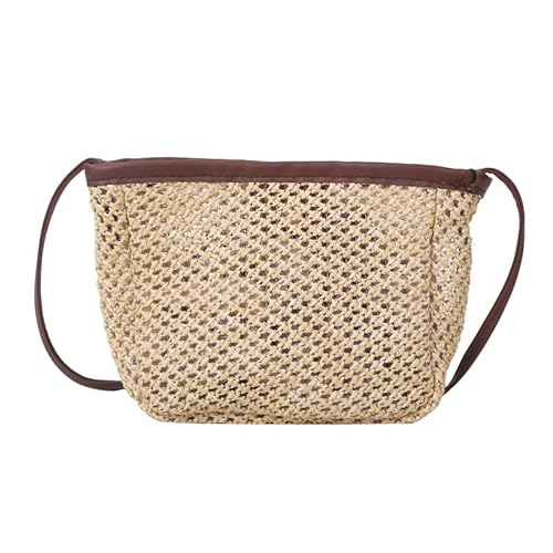 JinweiS Damen Strohtasche mit großer Kapazität, Schultertasche für Sommer, Strandurlaub, schickes Webdesign, 16 x 5,5 x 14 cm, Braun JinweiS Damen Strohtasche mit großer Kapazität, Schultertasche für Sommer, Strandurlaub, schickes Webdesign, 16 x 5,5 x 14 cm, Braun von JinweiS