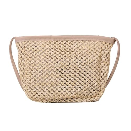 JinweiS Damen Strohtasche mit großer Kapazität, Schultertasche für Sommer, Strandurlaub, schickes Webdesign, 16 x 5,5 x 14 cm, Khaki JinweiS Damen Strohtasche mit großer Kapazität, Schultertasche für Sommer, Strandurlaub, schickes Webdesign, 16 x 5,5 x 14 cm, Khaki von JinweiS